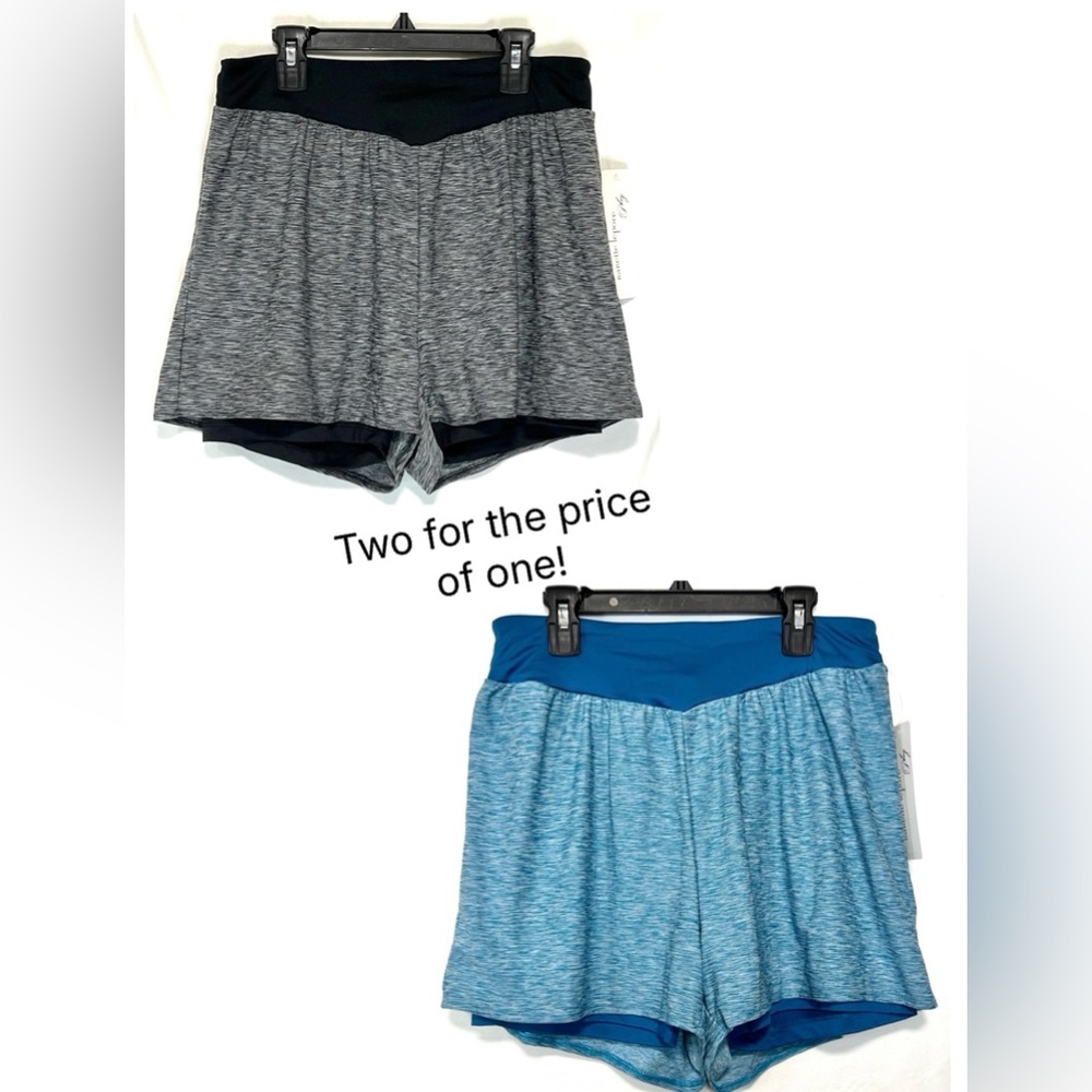 NEW Nanette Lepore Play Twofer High Rise Active Shorts 2.5" Workout Gym Running